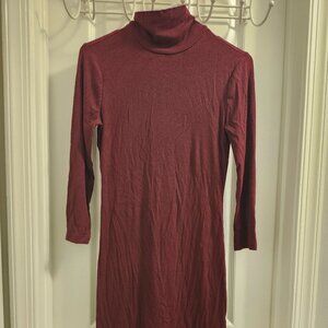 Forever 21 Burgundy Bodycon Turtleneck Long-Sleeved Dress